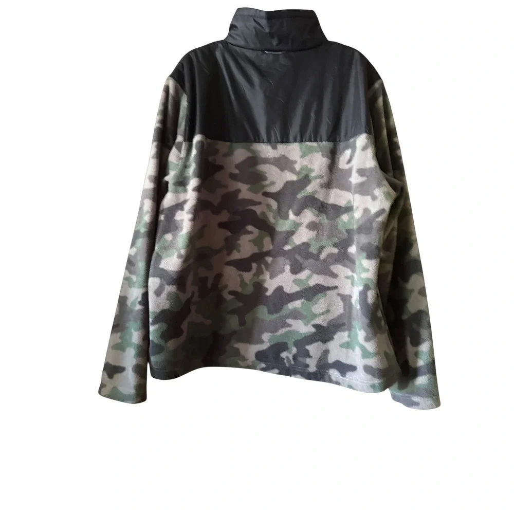 Columbia Fleece Jacket XL Green Camo Full Zip Mock Neck Gorpcore